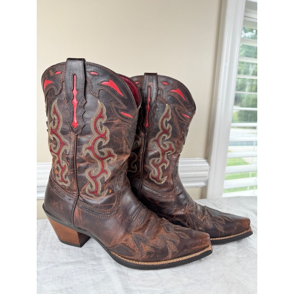 Ariat Womens Wichita Candy Sassy Brown Red Leather Western Cowgirl Boots Sz 7B